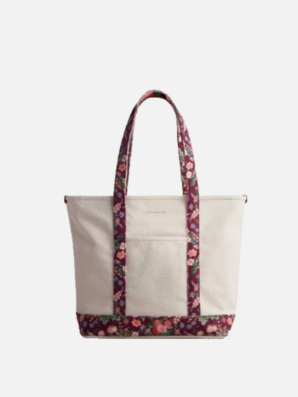 NWT Rifle Paper Co Canvas Carry All Tote Bag | Dahlia Floral Print Straps